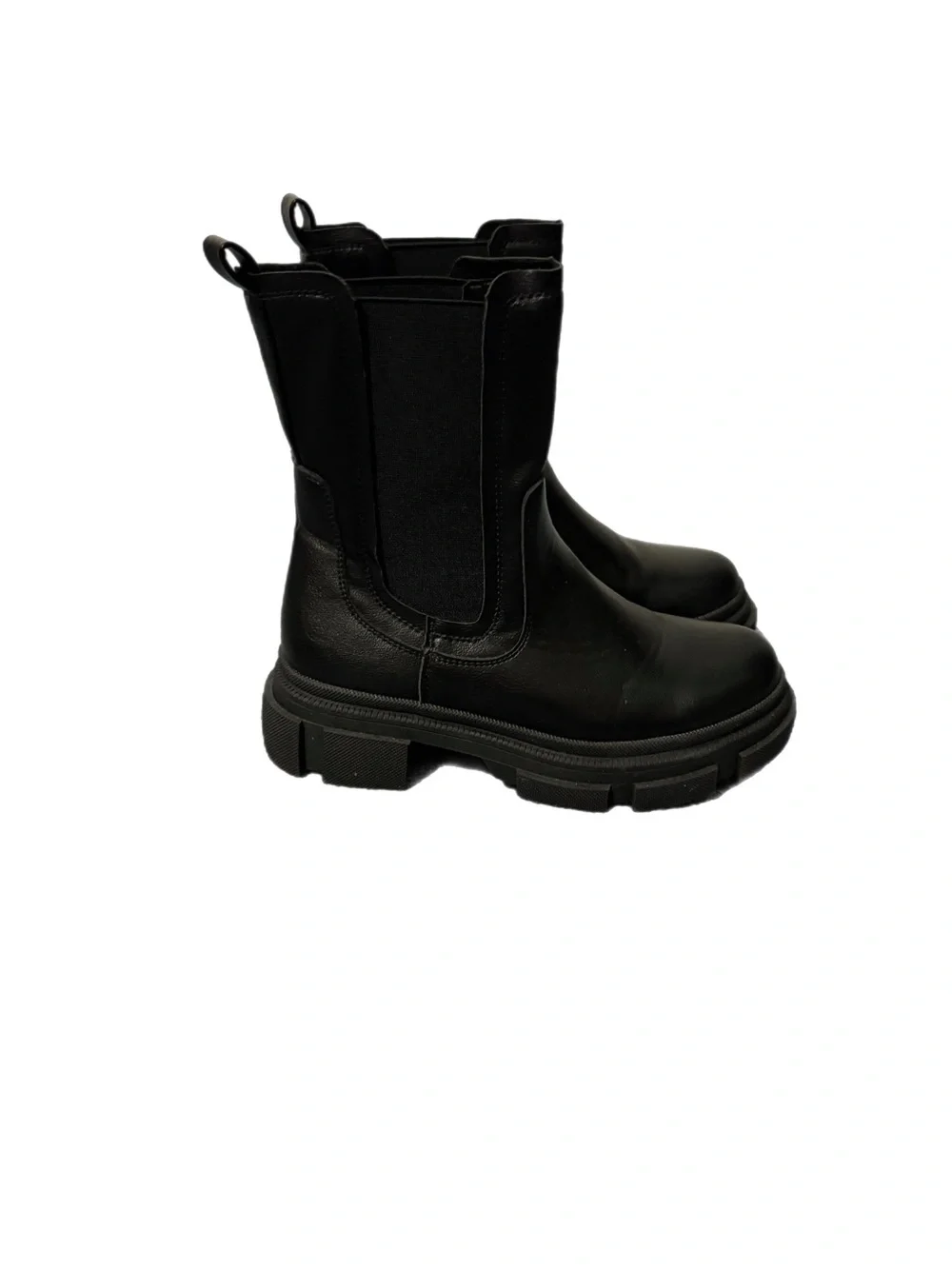 Yetier Women’s Black Lug-Sole Chelsea Ankle Boots